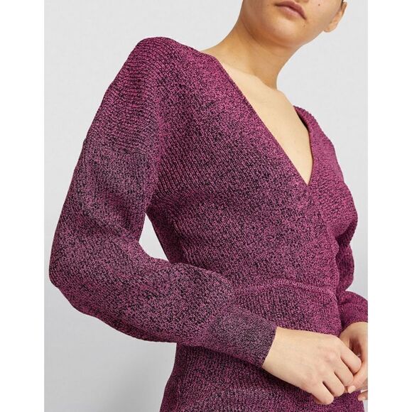 GANNI Puff-Sleeved Mini Dress in Carmine Rose NWT Size Medium - Picture 5 of 16